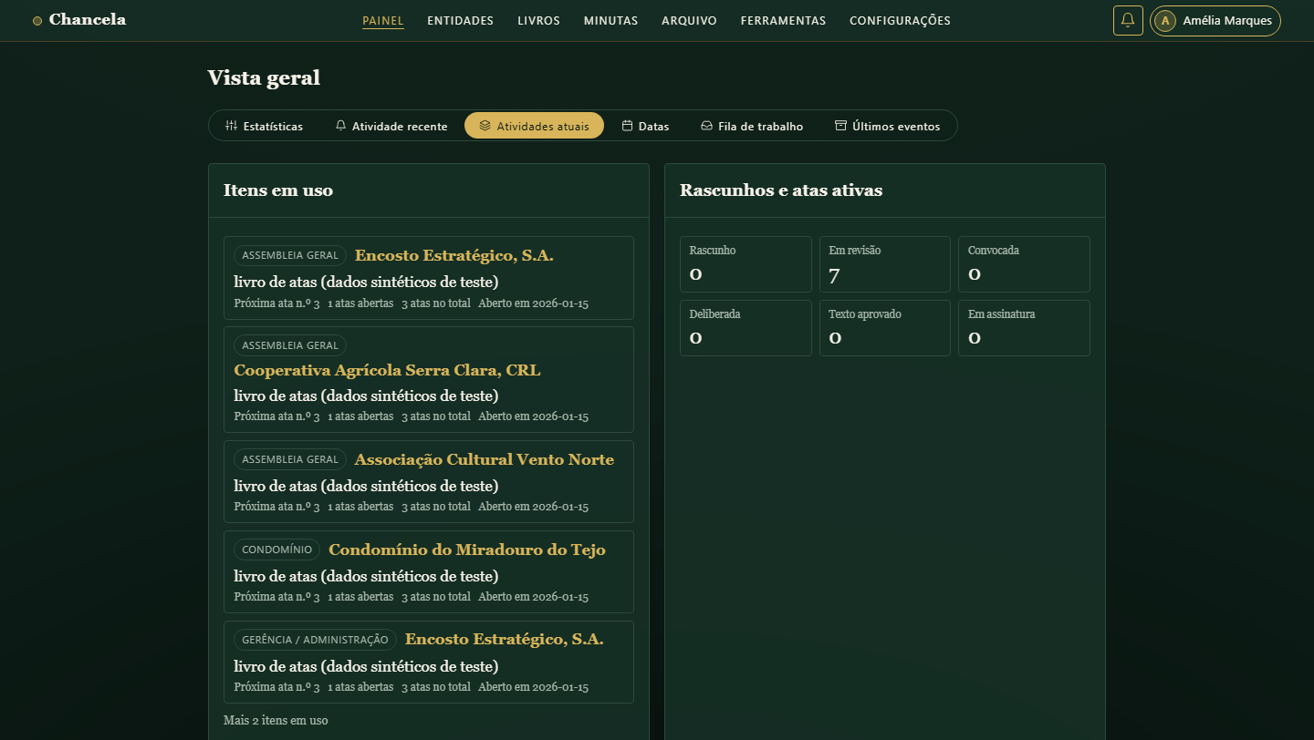 Chancela dashboard
