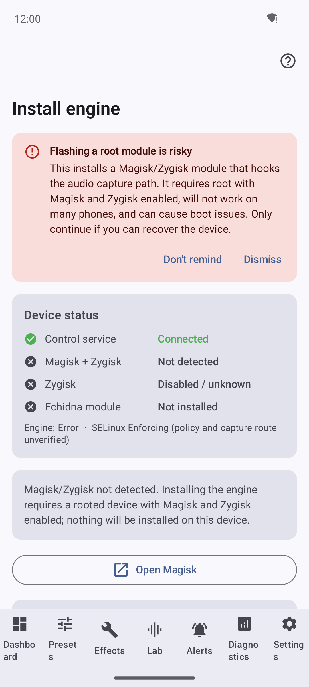 Install engine screen stating nothing will be installed on this device